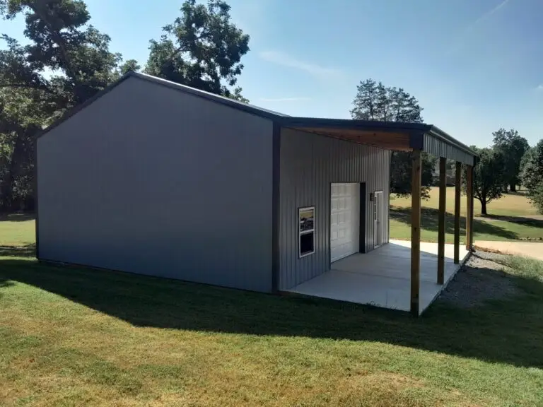 30 x 30 x 12 metal garage with a lean-to