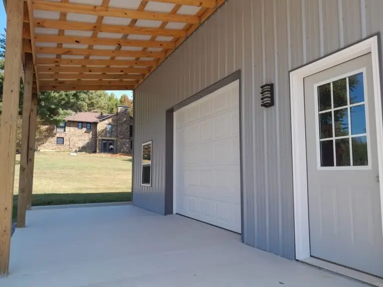 Lean-to and roll-up door on a 30 x 30 x 12 garage