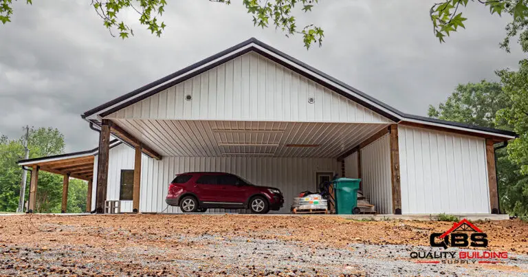 Open carport bay on the White Oak barndominium