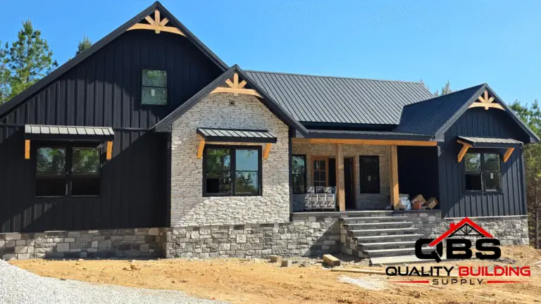 The Ironwood barndominium, dark metal siding