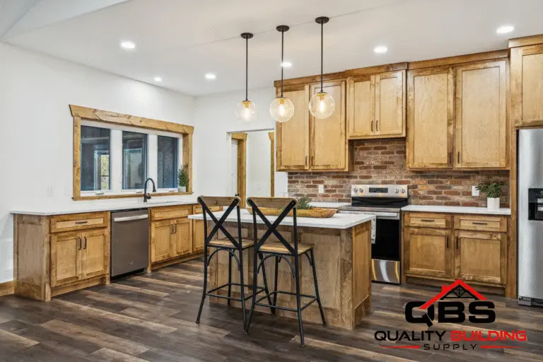 Kitchen with pendant lights in the Ozark barndominium