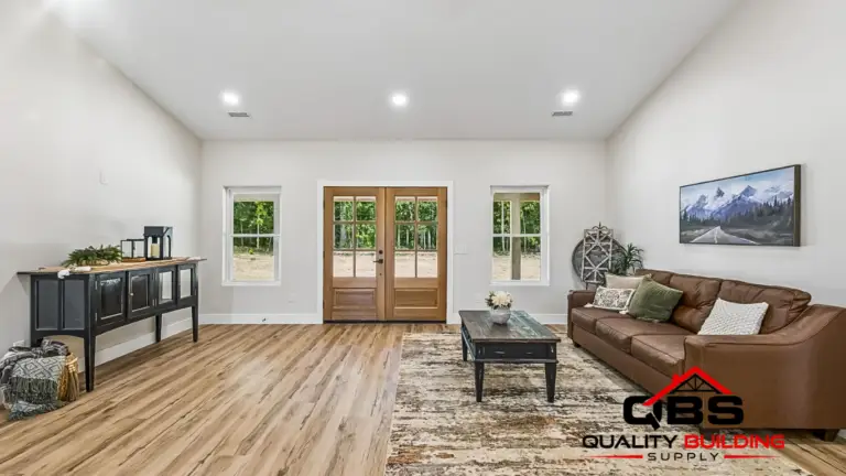 Living room with French doors in the Cobalt Combo