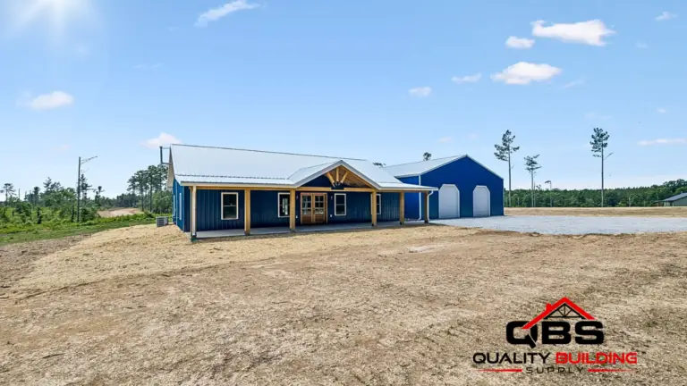 Side of the Cobalt Combo with a long porch and shop